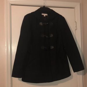Black hooded pea coat